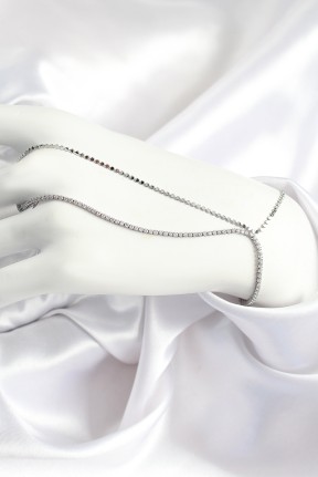 Pirinç Zirkon Taşlı Ezme Zincir Model Gümüş Renk Kadın şahmeran