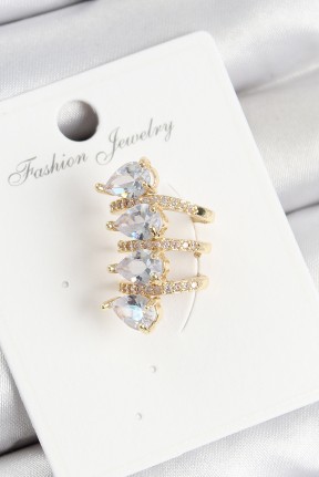Pirinç Zirkon Taşlı Damla Model Gold Renk Sağ Kıkırdak Küpe Pirinç Zirkon Taşlı Damla Model Gold Renk Sağ Kıkırdak Küpe
