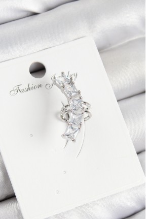 Pirinç Zirkon Taşlı Model Gümüş Renk Sağ Kıkırdak Küpe Pirinç Zirkon Taşlı Model Gümüş Renk Sağ Kıkırdak Küpe