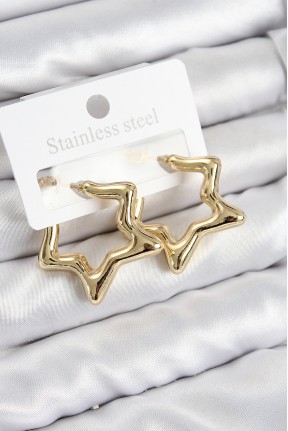 Pirinç Yıldız Model Gold Renk Kadın Küpe Pirinç Yıldız Model Gold Renk Kadın Küpe