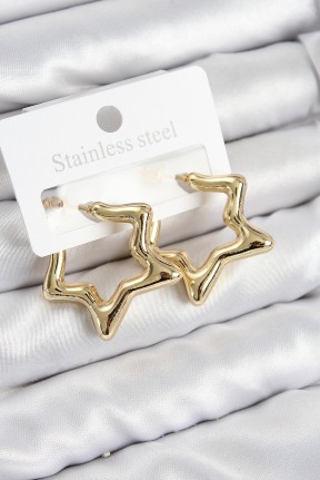 Pirinç Yıldız Model Gold Renk Kadın Küpe Pirinç Yıldız Model Gold Renk Kadın Küpe
