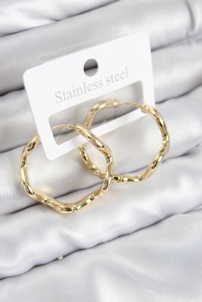 Pirinç Halka Model Gold Renk Kadın Küpe Pirinç Halka Model Gold Renk Kadın Küpe