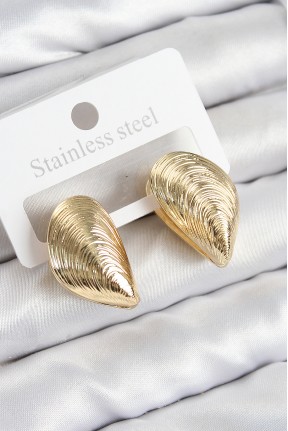 Pirinç İstiridye Model Gold Renk Kadın Küpe Pirinç İstiridye Model Gold Renk Kadın Küpe