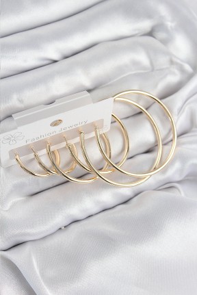 Pirinç Halka Model Gold Renk Kadın Set Küpe Pirinç Halka Model Gold Renk Kadın Set Küpe