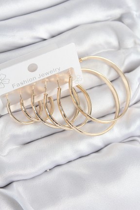 Pirinç Halka Model Gold Renk Kadın Set Küpe Pirinç Halka Model Gold Renk Kadın Set Küpe