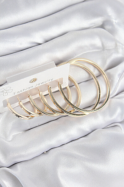 Pirinç Halka Model Gold Renk Kadın Set Küpe Pirinç Halka Model Gold Renk Kadın Set Küpe
