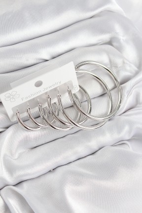 Pirinç Halka Model Gümüş Renk Kadın Set Küpe Pirinç Halka Model Gümüş Renk Kadın Set Küpe