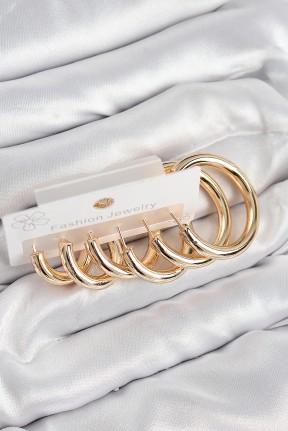 Pirinç Halka Model Gold Renk Kadın Set Küpe Pirinç Halka Model Gold Renk Kadın Set Küpe