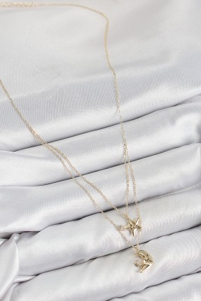 Pirinç Zirkon Taşlı Yıldız Ve Ay Model Gold Renk Kadın Kolye Pirinç Zirkon Taşlı Yıldız Ve Ay Model Gold Renk Kadın Kolye
