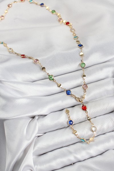 Pirinç Renkli Zirkon Taşlı Model Gold Renk Kadın Y Kolye Pirinç Renkli Zirkon Taşlı Model Gold Renk Kadın Y Kolye