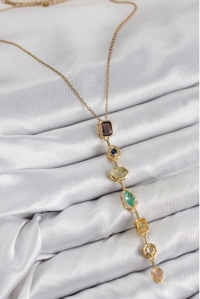 Pirinç Renkli Zirkon Taşlı Model Gold Renk 7 Element Kadın Y Kolye Pirinç Renkli Zirkon Taşlı Model Gold Renk 7 Element Kadın Y Kolye