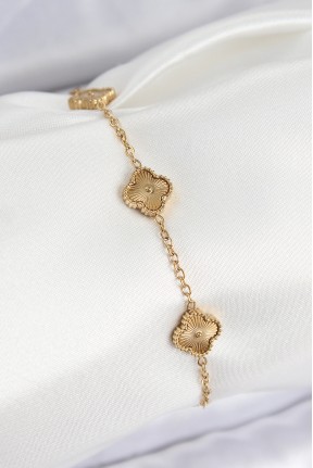 316l çelik Gold Renk Yonca Kadın Bileklik 316l çelik Gold Renk Yonca Kadın Bileklik