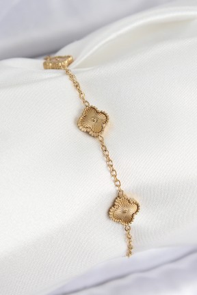 316l çelik Gold Renk Yonca Kadın Bileklik 316l çelik Gold Renk Yonca Kadın Bileklik