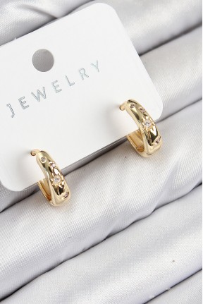 Pirinç Zirkon Taşlı Halka Model Gold Renk Kadın Küpe Pirinç Zirkon Taşlı Halka Model Gold Renk Kadın Küpe