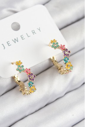 Pirinç Renkli Papatya Model Gold Renk Kadın Küpe