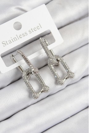 Pirinç Zirkon Taşlı Tifany Model Gümüş Renk Kadın Küpe Pirinç Zirkon Taşlı Tifany Model Gümüş Renk Kadın Küpe