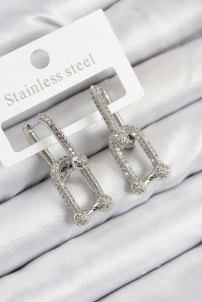 Pirinç Zirkon Taşlı Tifany Model Gümüş Renk Kadın Küpe Pirinç Zirkon Taşlı Tifany Model Gümüş Renk Kadın Küpe