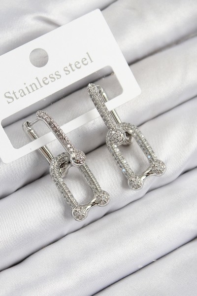 Pirinç Zirkon Taşlı Tifany Model Gümüş Renk Kadın Küpe Pirinç Zirkon Taşlı Tifany Model Gümüş Renk Kadın Küpe