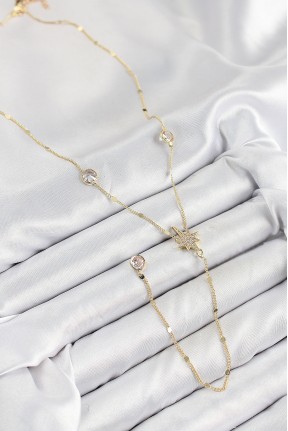 Pirinç Zirkon Taşlı Kutup Yıldızı Model Gold Renk Y Kolye Pirinç Zirkon Taşlı Kutup Yıldızı Model Gold Renk Y Kolye