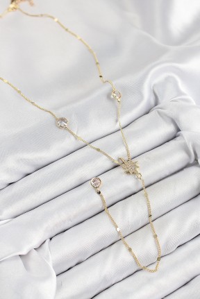 Pirinç Zirkon Taşlı Kutup Yıldızı Model Gold Renk Y Kolye Pirinç Zirkon Taşlı Kutup Yıldızı Model Gold Renk Y Kolye