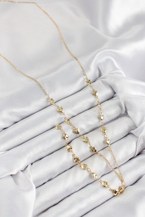 Pirinç Zirkon Taşlı Kalp Model Gold Renk Y Kolye Pirinç Zirkon Taşlı Kalp Model Gold Renk Y Kolye