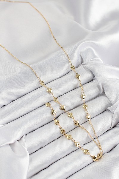 Pirinç Zirkon Taşlı Kalp Model Gold Renk Y Kolye Pirinç Zirkon Taşlı Kalp Model Gold Renk Y Kolye