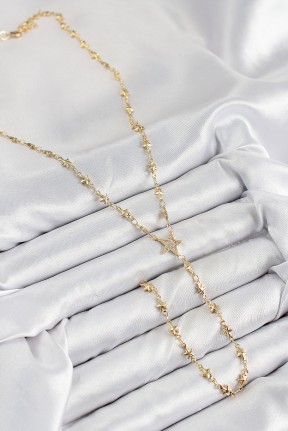 Pirinç Zirkon Taşlı Yıldız Model Gold Renk Y Kolye Pirinç Zirkon Taşlı Yıldız Model Gold Renk Y Kolye