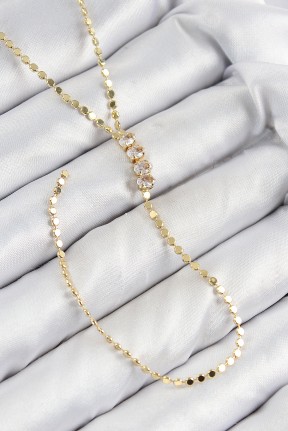 Pirinç Zirkon Taşlı Ezme Zincirli Model Gold Renk Y Kolye Pirinç Zirkon Taşlı Ezme Zincirli Model Gold Renk Y Kolye