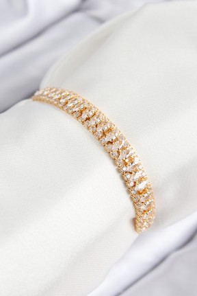 Pirinç Zirkon Taşlı Tennıs Model Gold Renk Asansörlü Kadın Bileklik Pirinç Zirkon Taşlı Tennıs Model Gold Renk Asansörlü Kadın Bileklik