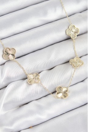 Pirinç Vip Yonca Model Gold Renk Kadın Kolye Pirinç Vip Yonca Model Gold Renk Kadın Kolye