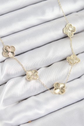 Pirinç Vip Yonca Model Gold Renk Kadın Kolye Pirinç Vip Yonca Model Gold Renk Kadın Kolye