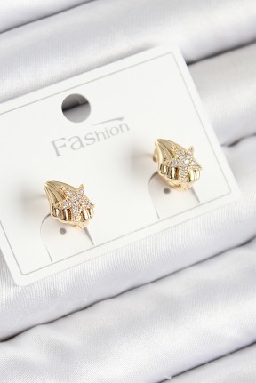 Pirinç Zirkon Taşlı Yıldız Model Gold Renk çocuk Küpe Pirinç Zirkon Taşlı Yıldız Model Gold Renk çocuk Küpe