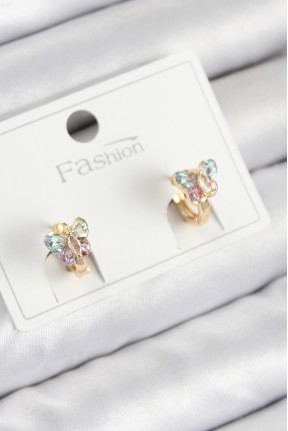 Pirinç Zirkon Taşlı Kelebek Model Gold Renk çocuk Küpe