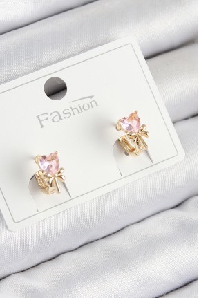 Pirinç Zirkon Taşlı Fiyonklu Kalp Model Gold Renk çocuk Küpe Pirinç Zirkon Taşlı Fiyonklu Kalp Model Gold Renk çocuk Küpe
