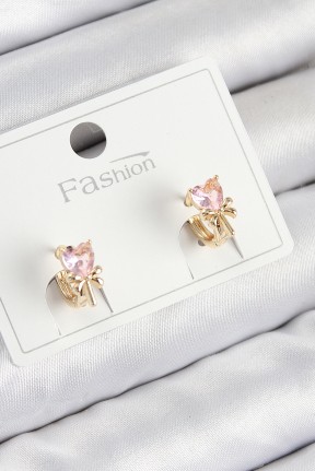 Pirinç Zirkon Taşlı Fiyonklu Kalp Model Gold Renk çocuk Küpe Pirinç Zirkon Taşlı Fiyonklu Kalp Model Gold Renk çocuk Küpe