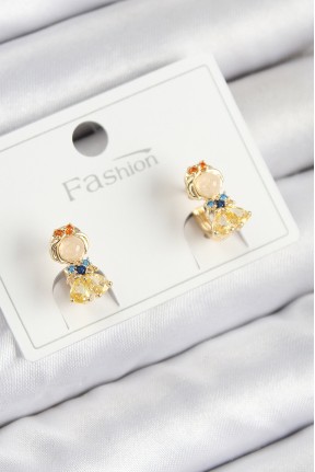 Pirinç Zirkon Taşlı Pamuk Prenses Model Gold Renk çocuk Küpe Pirinç Zirkon Taşlı Pamuk Prenses Model Gold Renk çocuk Küpe