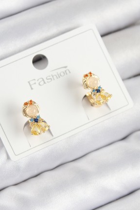 Pirinç Zirkon Taşlı Pamuk Prenses Model Gold Renk çocuk Küpe Pirinç Zirkon Taşlı Pamuk Prenses Model Gold Renk çocuk Küpe