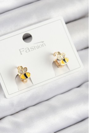 Pirinç Zirkon Taşlı Arı Model Gold Renk çocuk Küpe Pirinç Zirkon Taşlı Arı Model Gold Renk çocuk Küpe