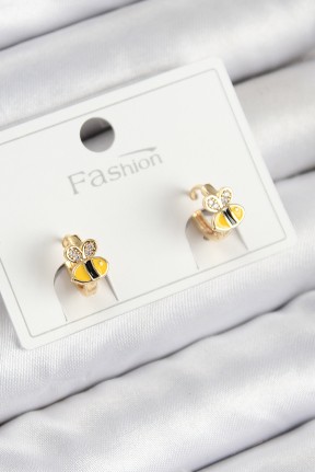 Pirinç Zirkon Taşlı Arı Model Gold Renk çocuk Küpe Pirinç Zirkon Taşlı Arı Model Gold Renk çocuk Küpe