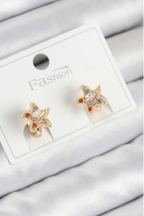 Pirinç Zirkon Taşlı Yıldız Model Gold Renk çocuk Küpe Pirinç Zirkon Taşlı Yıldız Model Gold Renk çocuk Küpe