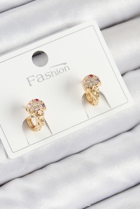 Pirinç Zirkon Taşlı Dondurma Model Gold Renk çocuk Küpe Pirinç Zirkon Taşlı Dondurma Model Gold Renk çocuk Küpe