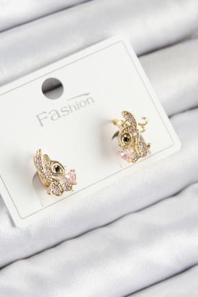 Pirinç Zirkon Taşlı Ceylan Model Gold Renk çocuk Küpe Pirinç Zirkon Taşlı Ceylan Model Gold Renk çocuk Küpe