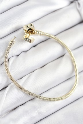 Pirinç Charm Zirkon Taşlı Yonca Model Gold Renk Kadın Bileklik Pirinç Charm Zirkon Taşlı Yonca Model Gold Renk Kadın Bileklik