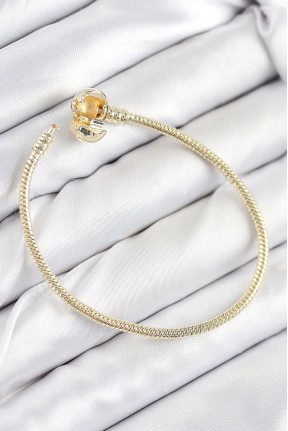 Pirinç Charm Topcuk Model Gold Renk Kadın Bileklik