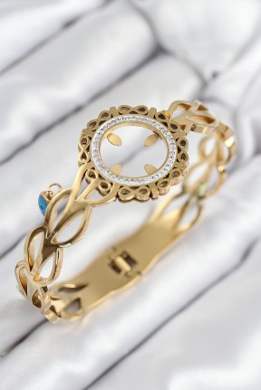 316l çelik Zirkon Taşlı çeyrek Takılabilir Gold Renk Kelepçe 316l çelik Zirkon Taşlı çeyrek Takılabilir Gold Renk Kelepçe