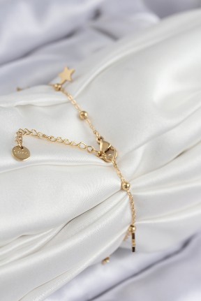 316l çelik Sıralı Yıldız Model Gold Renk Kadın Bileklik