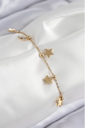 316l çelik Sıralı Yıldız Model Gold Renk Kadın Bileklik 316l çelik Sıralı Yıldız Model Gold Renk Kadın Bileklik