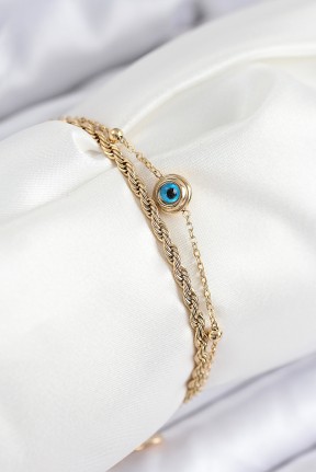 316l çelik Nazar Boncuk Model Burgu Zincir Gold Renk Kadın Bileklik 316l çelik Nazar Boncuk Model Burgu Zincir Gold Renk Kadın Bileklik