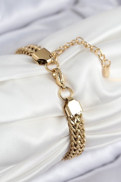 316l çelik örme Zincir Model Gold Renk Kadın Bileklik 316l çelik örme Zincir Model Gold Renk Kadın Bileklik