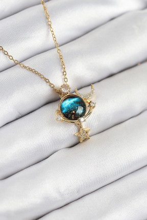316l çelik Zirkon Taşlı Gezegen Model Gold Renk Kadın Kolye 316l çelik Zirkon Taşlı Gezegen Model Gold Renk Kadın Kolye